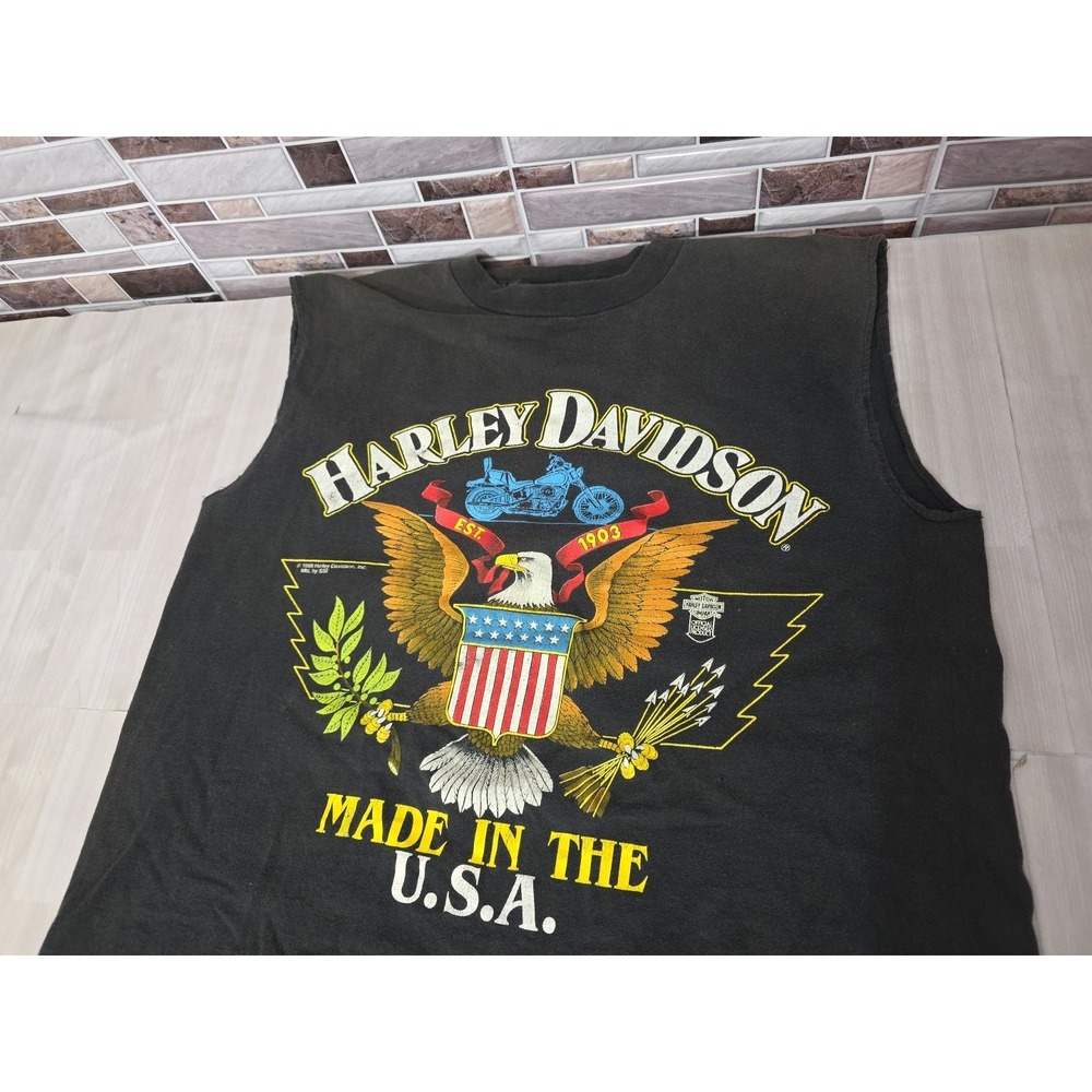 1988 Vintage Harley Davidson SSI T-Shirt Single Stitch Cut Sleeves Official - Picture 12 of 16